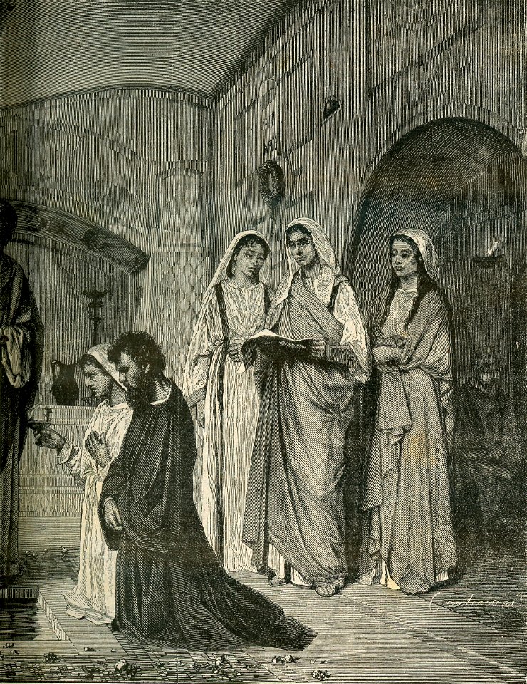 Il battesimo nelle catacombe, - quadro di Alessandro Ceccarini b
