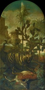 Ignaz Heinitz von Heinzenthal - Hyäne, Antilope und Kasuar in Kakteenlandschaft - 5635 - Kunsthistorisches Museum