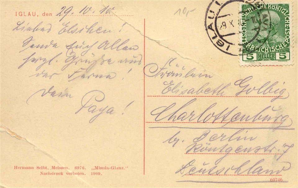 Iglau (CZ), Tschechien - Stadtansichten und Gebäudeansichten (back) (Zeno Ansichtskarten)