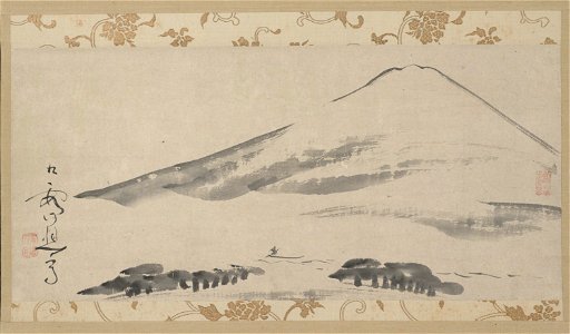 Ikeno Taiga 池大雅 - Mountain Hut and Scholar Viewing Plum 