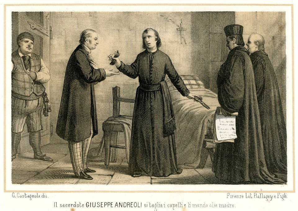Il sacerdote Giuseppe Andreoli si taglia i capelli e li manda alla madre