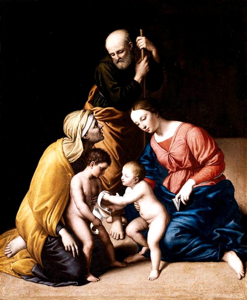 Il Sassoferrato - Holy Family with the Infant St John the Baptist and St Elizabeth - WGA20871