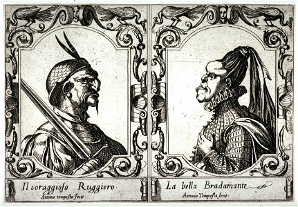 Il Coraggioso Ruggiero & La Bella Bradamante (Antonio Tempesta). Free illustration for personal and commercial use.