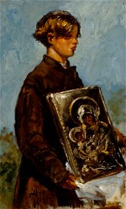 Ilja Jefimovitš Repin - Young Boy Carrying an Icon, sketch - A-1995-87 - Finnish National Gallery