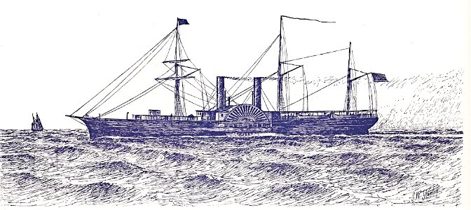 Illinois (steamship 1851) 01. Free illustration for personal and commercial use.