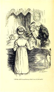 Illustration by C E Brock for Pride and Prejudice - Neither did the apothecary think it at all advisable. Free illustration for personal and commercial use.