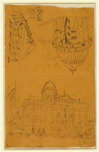 Illinois statehouse, Springfield, Ill, with details showing draped bunting on dome LCCN2004660112