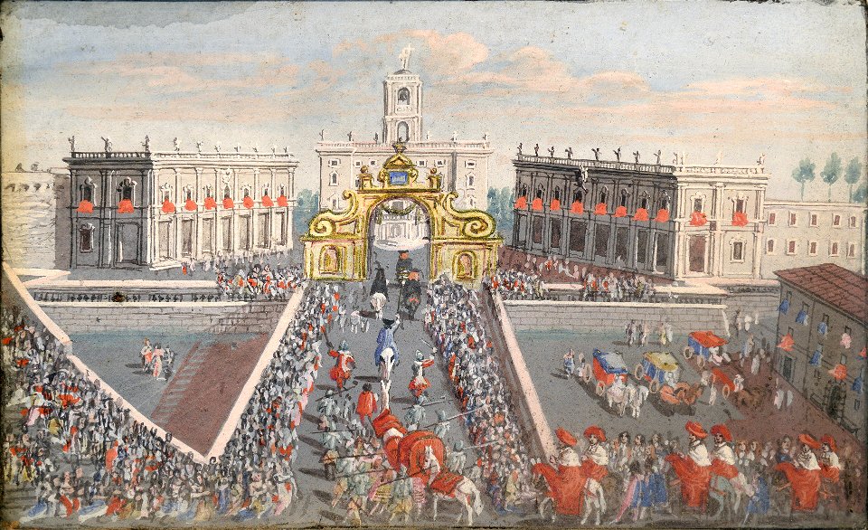 Il Papa in lettiga al Campidoglio