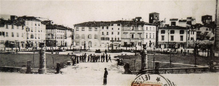 Il prato di san francesco, pistoia, in una cartolina del 1910