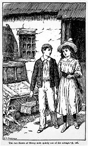 Illustrations by K. M. Skeaping for the Holiday Prize by E. D. Adams-pg-126-The two Sisters of Mercy stole quietly out of the cottage