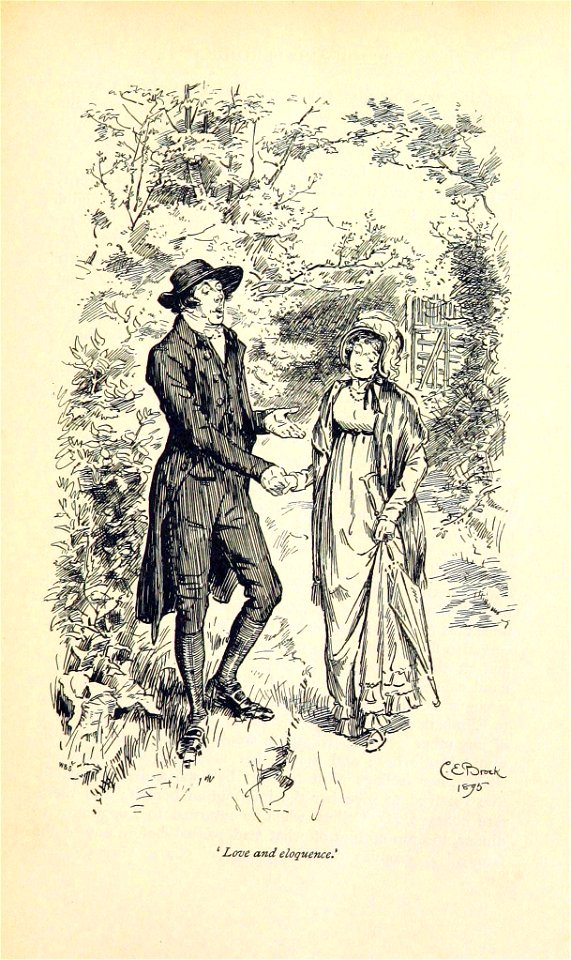 Illustration by C E Brock for Pride and Prejudice - Love and eloquence