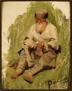 Ilja Jefimowicz Riepin - Study of a peasant on the grass - M.Ob.1507 - National Museum in Warsaw