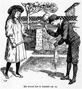 Illustrations by K. M. Skeaping for the Holiday Prize by E. D. Adams-pg-022-He Bowed low to Amabel