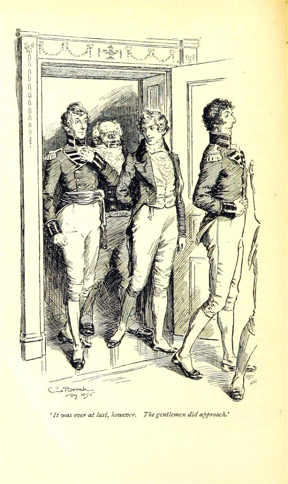 Illustration by C E Brock for Pride and Prejudice - It was over at last, however. The gentlemen did approach