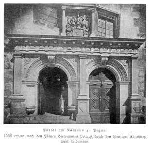 Illustrierte Geschichte d. sächs. Lande Bd. II Abt. 1 - 213 - Portal am Rathaus zu Pegau