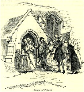 Illustration by Hugh Thomson (1860-1920) of the 1891 reissue of Cranford by Gaskell - 12