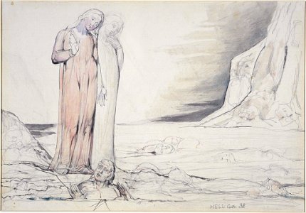 Illustrations to Dante's Divine Comedy, object 68 Butlin 812-65 Dante Striking Against Bocca Degli Abati