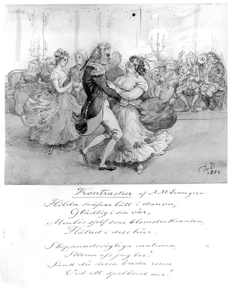 Illustration till Anna-Maria Lenngrens 'Kontrasten', Fritz von Dardel, 1884 - Nordiska Museet - NMA.0035757