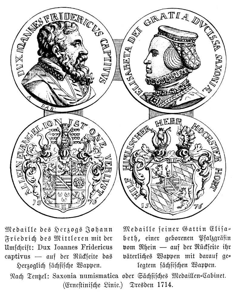 Illustrierte Geschichte d. sächs. Lande Bd. II Abt. 1 - 092 - Medaillen des Herzogs Johann Friedrich und seiner Gattin Elisabeth