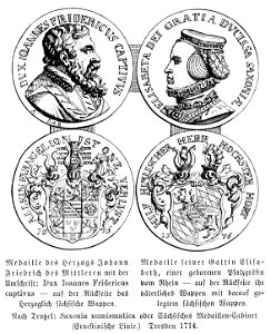 Illustrierte Geschichte d. sächs. Lande Bd. II Abt. 1 - 092 - Medaillen des Herzogs Johann Friedrich und seiner Gattin Elisabeth
