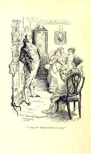 Illustration by C E Brock for Pride and Prejudice - I hope Mr. Bingley will like it, Lizzy. Free illustration for personal and commercial use.