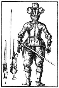 Illustrierte Geschichte d. sächs. Lande Bd. II Abt. 1 - 259 - Soldatentypen aus dem Beginn des 30 jährigen Krieges (cropped Lanzenreiter)