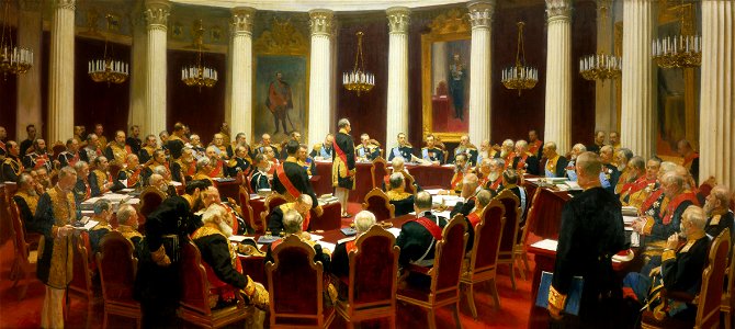 Ilya Repin - Ceremonial Sitting of the State Council on 7 May 1901 Marking the Centenary of its Foundation - Google Art Project. Free illustration for personal and commercial use.