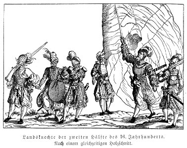 Illustrierte Geschichte d. sächs. Lande Bd. II Abt. 1 - 164 - Landsknechte, 2. Hälfte d. 16. Jhd. Free illustration for personal and commercial use.