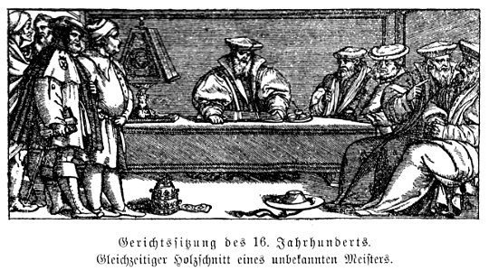 Illustrierte Geschichte d. sächs. Lande Bd. II Abt. 1 - 144 - Gerichtssitzung des 16. Jahrhunderts