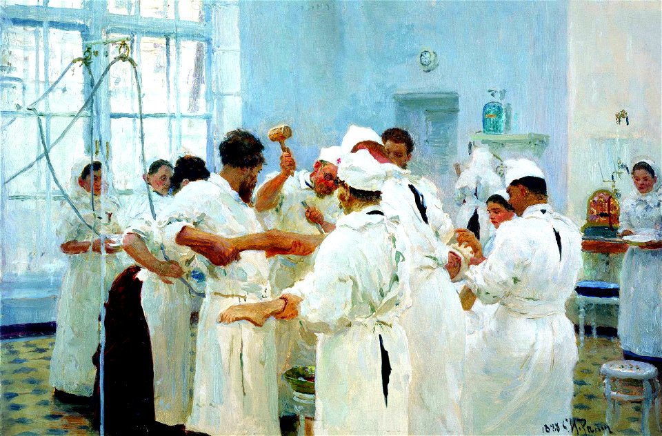 Ilya Repin - Хирург Е. В. Павлов в операционном зале. Free illustration for personal and commercial use.