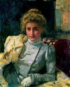 Ilya Repin. The blonde woman (portrait of Tevashova). Free illustration for personal and commercial use.