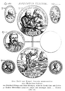 Illustrierte Geschichte d. sächs. Lande Bd. II Abt. 1 - 104 - Eine Tafel aus Tentzel Saxonia numismatica