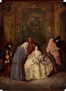 Imitator of Pietro Longhi - Meeting of the Prosecutor and his Wife - Google Art Project. Free illustration for personal and commercial use.