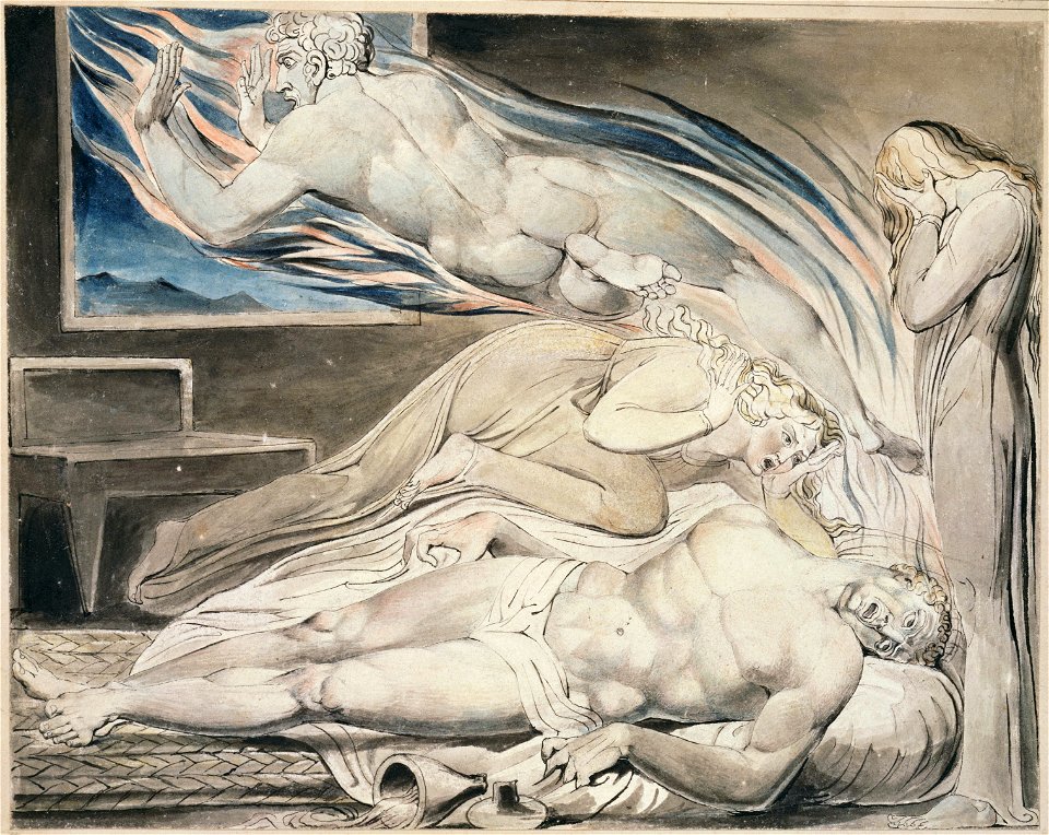 Illustrations to Robert Blair's The Grave , object 8 Death of the Strong Wicked Man
