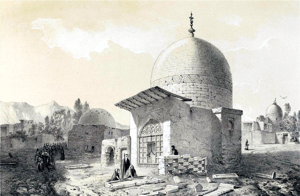 Imam Zadeh and cemetery, Zengan by Eugène Flandin