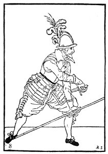 Illustrierte Geschichte d. sächs. Lande Bd. II Abt. 1 - 259 - Soldatentypen aus dem Beginn des 30 jährigen Krieges (cropped Spießknecht)