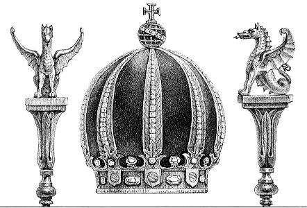 Imperial crown and scepter by Debret 1839. Free illustration for personal and commercial use.