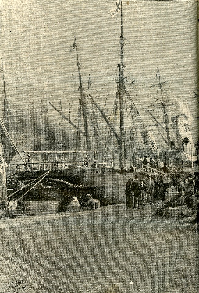 Imbarco di Emigranti dal porto di Genova a