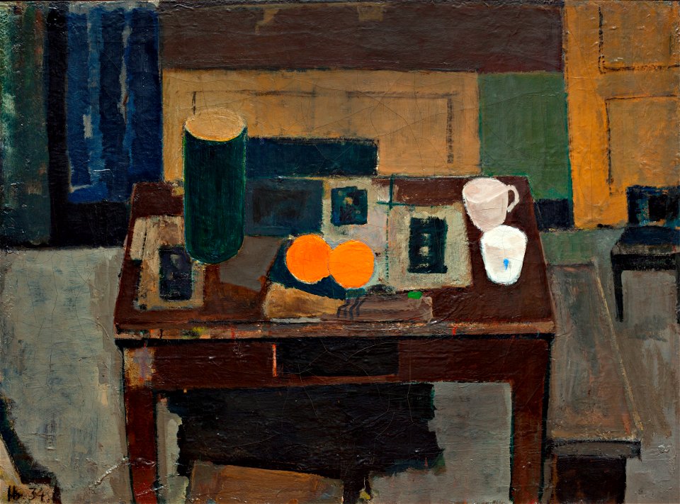Immanuel Ibsen - Opstilling, bord med appelsiner - 1934