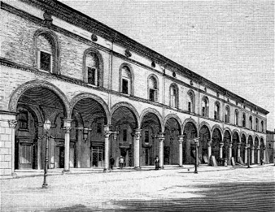 Imola – Palazzo Sersanti, edificato per ordine degli Sforza (xilografia)