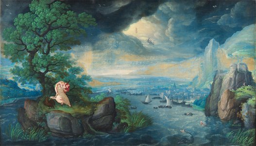 Imaginary Landscape with St. John on Patmos by Hans Bol Mauritshuis 1043