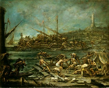 Imbarco dei galeotti nel porto di Genova - Magnasco