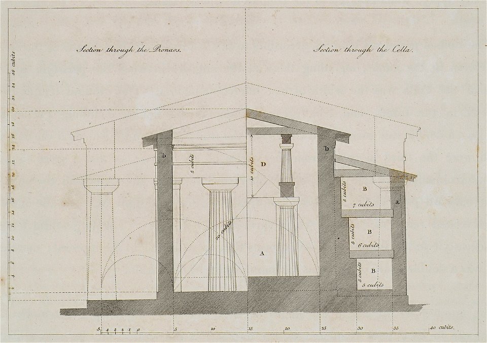 Imaginary representation of the pronaos, cella and adyton of the Temple of Solomon in Jerusalem For this representation, - Wilkins William - 1807