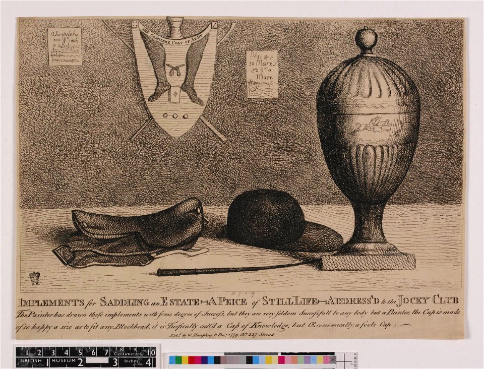 Implements for saddling an estate-a piece of still life-address's to the jocky club (BM 1851,0901.19 1)