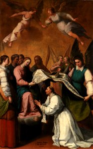 Imposición de la casulla a San Ildefonso, por Juan Pantoja de la Cruz