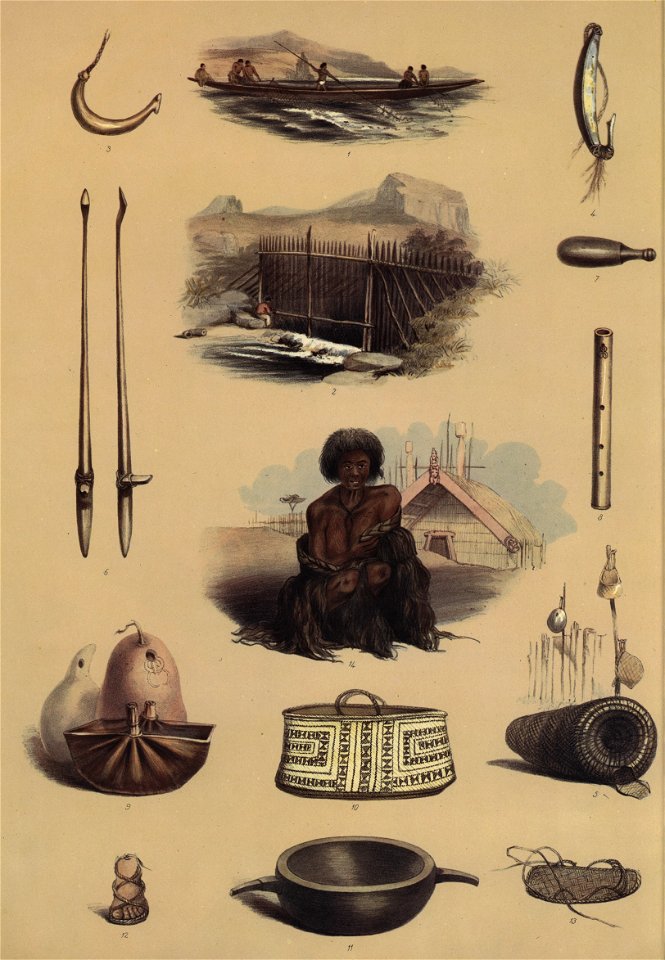 IMPLEMENTS & DOMESTIC ECONOMY, The New Zealanders Illustrated, 1847