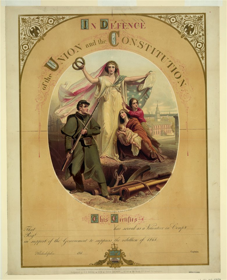 In defence of the Union and the Constitution - C(hristian) Schussele, delt. ; on stone by (Caspar) Muringer. LCCN2003689292