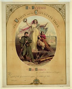 In defence of the Union and the Constitution - C(hristian) Schussele, delt. ; on stone by (Caspar) Muringer. LCCN2003689292