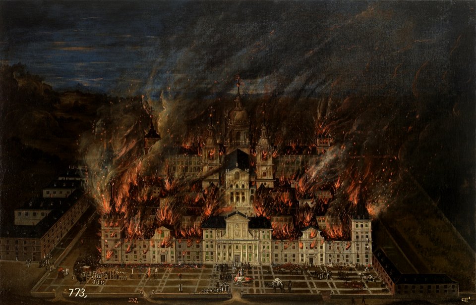 Incendio del monasterio de El Escorial en 1671 (Museo del Prado)