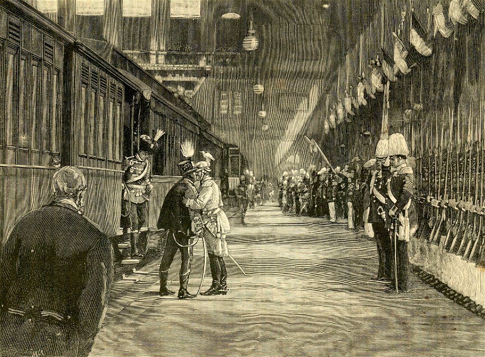 Incontro dell’imperatore Guglielmo e del Re Umberto alla stazione